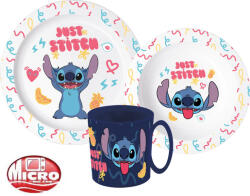  Disney Lilo és Stitch Palms étkészlet, micro műanyag szett bögrével 350 ml JVL22257 (JVL22257)