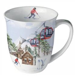 Ambiente Porcelán bögre - 400ml - Ski hut