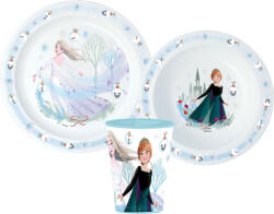 Disney Jégvarázs Royally Cool Karácsonyi étkészlet, micro műanyag szett, pohárral 260 ml JVL11150 (JVL11150)