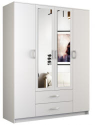 Topeshop ROMANA 160 BIEL hálószoba szekrény 11 polcok 4 ajtók száma Fehér (ROMANA 160 BIEL KPL)