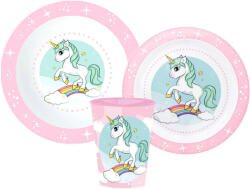  Unikornis Range étkészlet, micro műanyag szett, pohárral 260 ml JVL11162 (JVL11162)