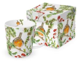PPD Karácsonyi mintás Porcelán Bögre - 400 ml - Robin in Tree