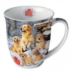 Ambiente Porcelán bögre - 400ml - Golden retriever puppies