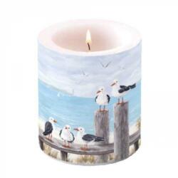 Ambiente Átvilágítós gyertya - 10x10cm - Seagulls on the dock