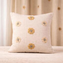 Takoy Kézzel hímzett lenvászon párna 45x45 apró virágok BOHO COLLECTION