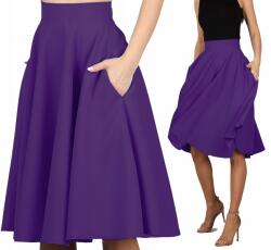  S Zsebek Lila térd alá érő midi szoknya szétnyitható tavaszi tánc (0101023607)