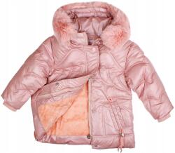 F-26 Téli kabát szőrme meleg púderrózsaszín fényes 10 146/152 (YF-21318B)