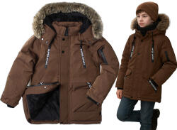 F-26 Téli kabát barna szőrme parka meleg pehely szintetikus meleg 8 128 (YF-2048A2)