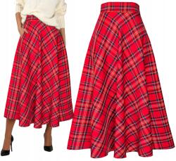  XL 83cm Kockás S4 maxi szoknya hosszú karácsonyra skót kockás piros (0104044284)