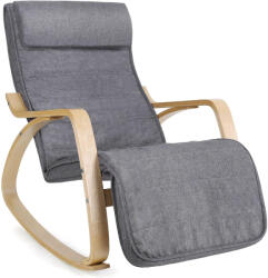 Brius Scaun balansoar din lemn, suport picioare reglabil, maxim 150kg, 55x122x84cm, gri inchis (EZ-LYY11G)