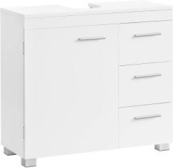 Brius Dulap baie sub chiuveta 3 sertare 2 compartimente raft decupaj, 30x70x64 cm, design modern, alb (EZ-BBK503W10V2)
