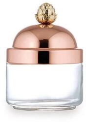 Ruffoni Fedős tárolóedény, Ruffoni, 0, 5 liter, Ø 9 cm, légmentesen záródó réz fedél, üveg anyagú, kézzel faragott bronz fogantyú, nem romlandó élelmiszerek tárolására alkalmas, átlátszó (8010)