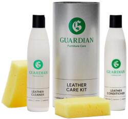 Guardian bőrtisztító és -ápoló készlet, tartalmaz tisztítóoldatot, balzsamot és 2 szivacsot, megakadályozza a bőr elszíneződését és fakó megjelenését, alkalmas cipőkhöz és táskákhoz, 2 x 250 ml (G000063)