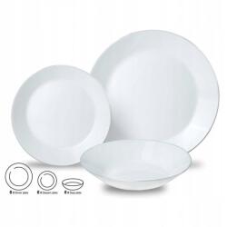 KINGHOFF KH 1877 étkészlet, 18 részes, 6 személyes, opál, mosogatógépben mosható, fehér/ezüst (KH1877)