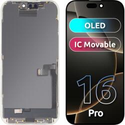 MP Piese si componente Display cu Touchscreen MP compatibil cu Apple iPhone 16 Pro, cu Rama, Versiune OLED FHD IC Movable, Negru (dis/mp/ai16pro/cu/ve/ne) - vexio