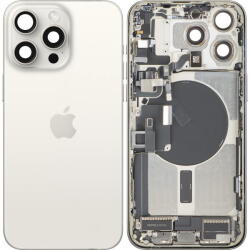 Apple Piese si componente Capac Baterie Apple iPhone 15 Pro Max, Cu Carcasa Mijloc, Full Parts, Alb (White Titanium), Swap (cb/369214/fullp/sw) - vexio