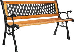  Ławka ogrodowa drewniana metalowa ławeczka parkowa cmentarna oparciem duża