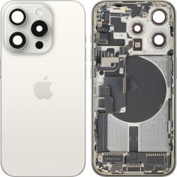 Apple Piese si componente Capac Baterie Apple iPhone 15 Pro, Cu Carcasa Mijloc, Full Parts, Alb (White Titanium), Swap (cb/369218/fullp/sw) - pcone