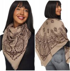 DEMUR Női Kendő meleg puha téli sál nagy széles négyzet bézs (chusty chustki szale damskie zimowe)