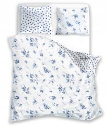 Faro Szatén ágyneműhuzat 220x200 Milagro Verde fehér kék virágok Faro (MILAGRO VERDE 012)