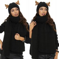 DEMUR Női Téli Sál Téli meleg vastag puha kötött fekete