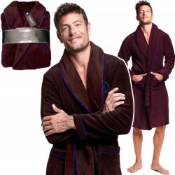 Henderson férfi fürdőköpeny meleg Prémium gallér szegély zsebek bordó L