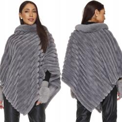 DEMUR Poncho Poncsó műszőrme szőrme csíkos hamu hamuszürke