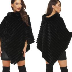 DEMUR Poncho Poncsó boleró műszőrme szőrme csíkos fekete