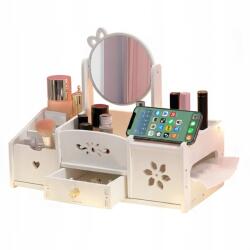  Gyerek Fésülködőasztal Kozmetikai Rendszerező Tükörrel És Fiókkal Fehér