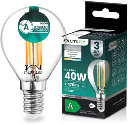 Lumileds LED izzó E14 gömb alakú P45 2.2W 470lm = 40W 4000K 360° semleges izzószálas A osztályú LUMILED (LUMLEDH0314)