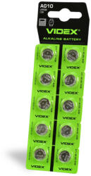 Videx Alkáli gombelem lapos 78mAh AG10/LR1130 Videx bliszter 10 db (VIDBAT315)