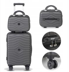  Mapi Keményfedeles bőrönd szett Abs Mapi 35L Sötétszürke Kozmetikai táska 35 l (Walizka Kabinowa + Kuferek Ciemny Szary)