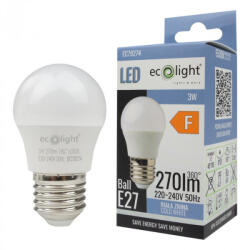 ECOLight LED izzó gömb alakú P45 E27 3W 270lm 6500K hidegfényű ökofény (ECOLED1460)