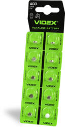 Videx Alkáli gombelem lapos 10mAh AG0/LR521 Videx bliszter 10 db (VIDBAT305)