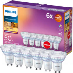 Philips 6x LED izzó GU10 spotlámpa PAR16 3, 8 W = 50 W 345 lm 2200-2700 K Meleg CRI90 36° Szabályozható Melegfény Philips (8718696721674)