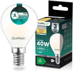 Lumileds LED izzó E14 gömb alakú P45 2.2W 470lm = 40W 2700K Meleg 360° Izzószál A OSZTÁLYÚ LUMILED (LUMLEDH0412)