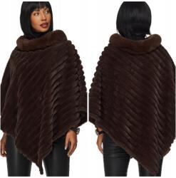 DEMUR Poncho Poncsó boleró meleg téli szőrme műszőrme barna (poncza zakładane przez głowę trójkątne)