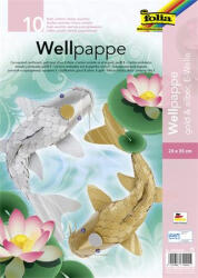 FOLIA Hullámkarton, 25x35 cm, 10 lap, FOLIA, arany és ezüst vegyes színek (FL74046065) - onlinepapirbolt