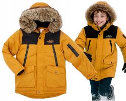 F-26 Téli kabát parka mustár camel nagyon meleg szőrme 14 164 170 (YF-2011A1)