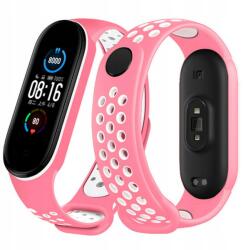  Xiaomi MI Band 5/6 szilikon szíj rózsaszín és fehér (5904161116301)