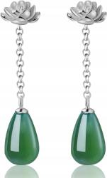  Női Vízcsepp Fülbevaló 925 Sterling Ezüst Achát Köves Akasztós Ajándék (LFJB)