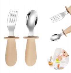  Gyermek Evőeszköz Készlet: Villa és Kanál, Rozsdamentes Acél, 1-3 Éves Korosztálynak (Bomevarica1593572)