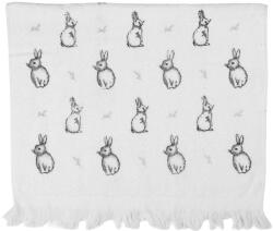 Clayre & Eef Prosop maini si fata bumbac alb negru Iepurasi 40x66 cm (CTBNS-1) Prosop
