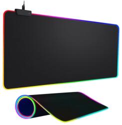 NEXTLY Nagy egérpad KÖVETKEZŐL billentyűzethez és egérhez, élek RGB világítással, játékhoz/asztalhoz/irodához, vízálló anyag, csúszásgátló, sima felület a pontosságért és vezérlésért, 30x80cm, fekete (mousep