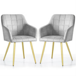 AKORD LUXANO kárpitozott szék welúr szürke arany lábakkal négyzetes steppelt mintával (LUXANO-GRG)