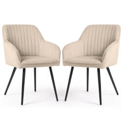 AKORD Florence Kárpitozott Étkezőszék Bársony Bézs Fekete Lábakkal (FLORENCE-BEB)