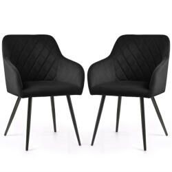 AKORD VELTO Kárpitozott Étkezőszék Welúr Fekete Rombusz Steppelt (VELTO-BLB)