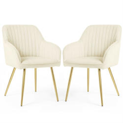 AKORD Florence Kárpitozott Szék Welúr Krém Arany Lábakkal (FLORENCE-CRG)