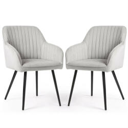 AKORD Florence Kárpitozott Étkezőszék Bársony Szürke Fekete Lábakkal 2 db (FLORENCE-GRB)
