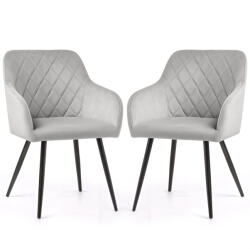 AKORD VELTO Kárpitozott Szék Welur Szürke Rombusz Steppelt Fekete Lábak 2 db (VELTO-GRB)